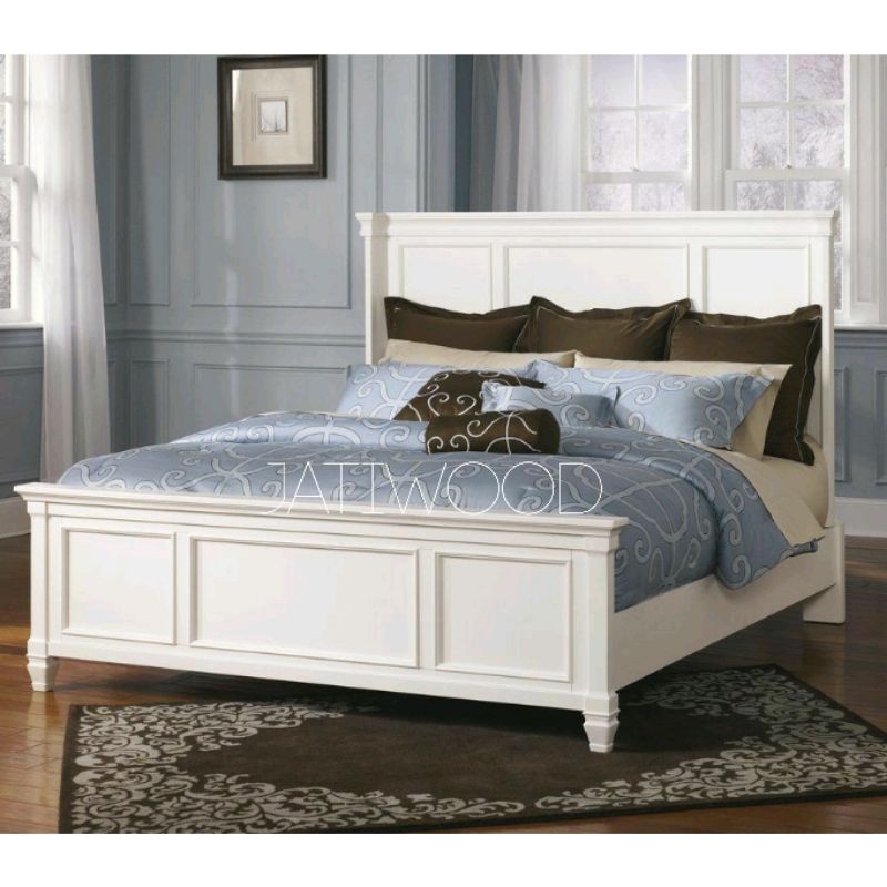 Ranjang tempat tidur minimalis modern 180x200, dipan divan duco putih Jepara