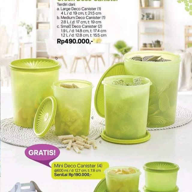 Green deco canister tupperware