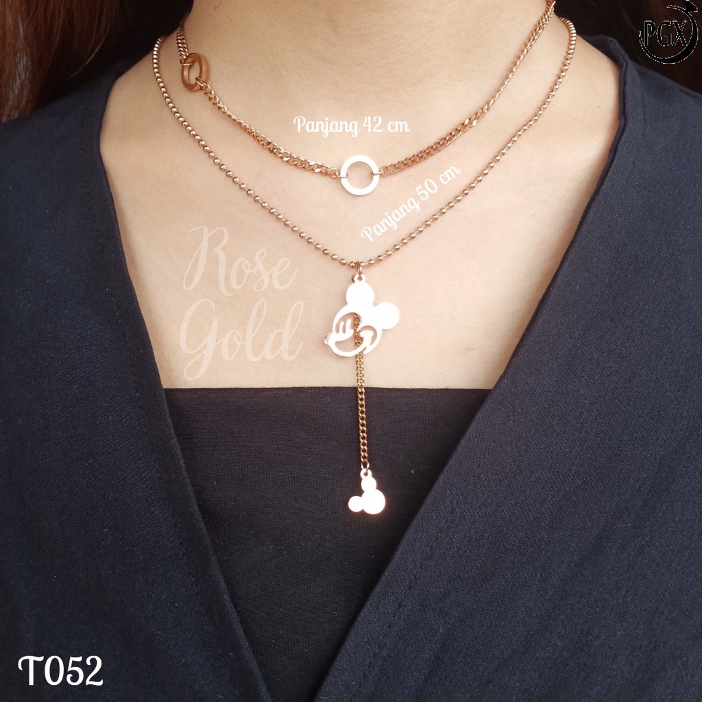 PGX Kalung Titanium Wanita Anti Karat Aksesoris Fashion Perhiasan Premium - T062