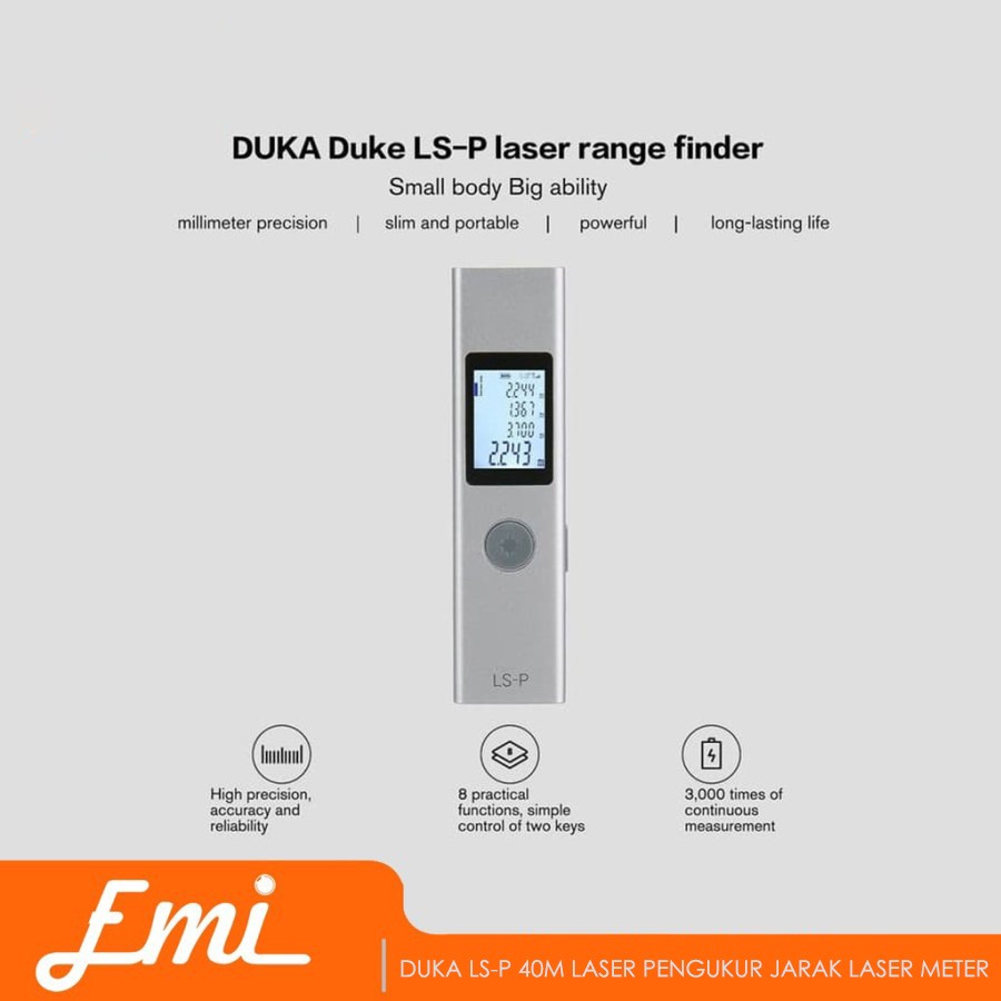 DUKA LS-P 40M Laser Pengukur Jarak Laser Meter By EMI