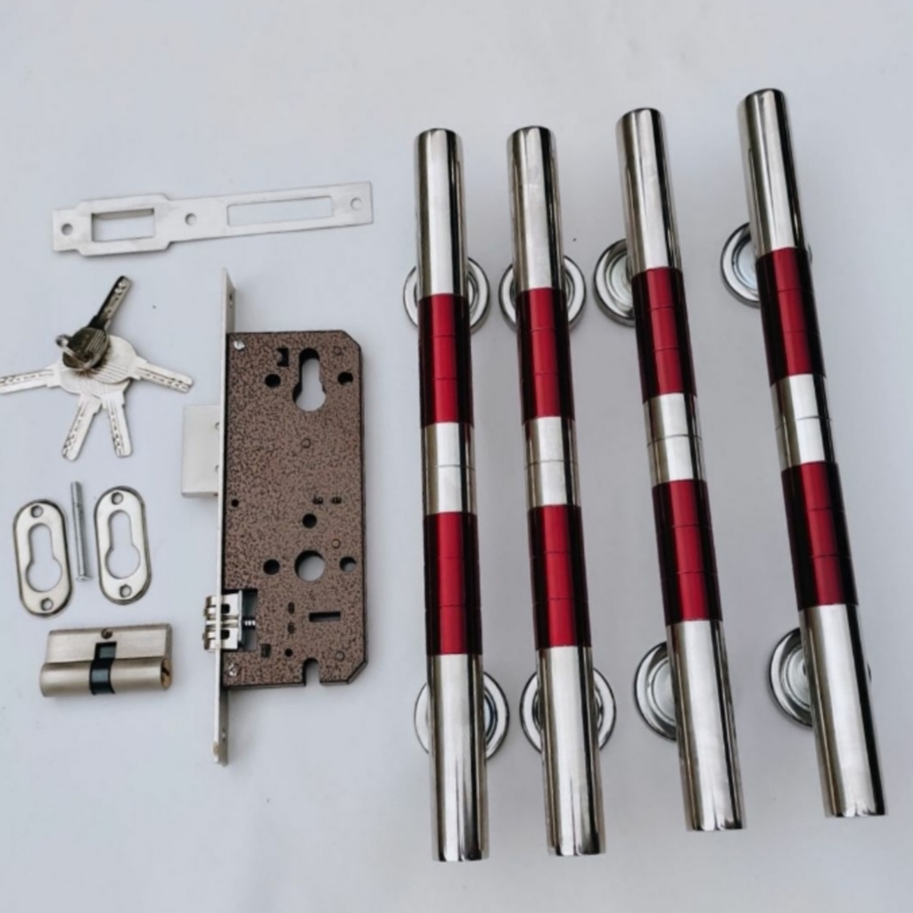 1 satu set handle kunci pintu rumah 33cm 45cm minimalis tarikan pintu pull stainless gagang pegangan pintu 2