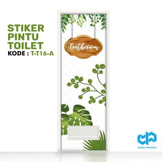 Stiker Pintu Toilet Kamar Mandi Bathroom motif Tropical Monstera - T-T