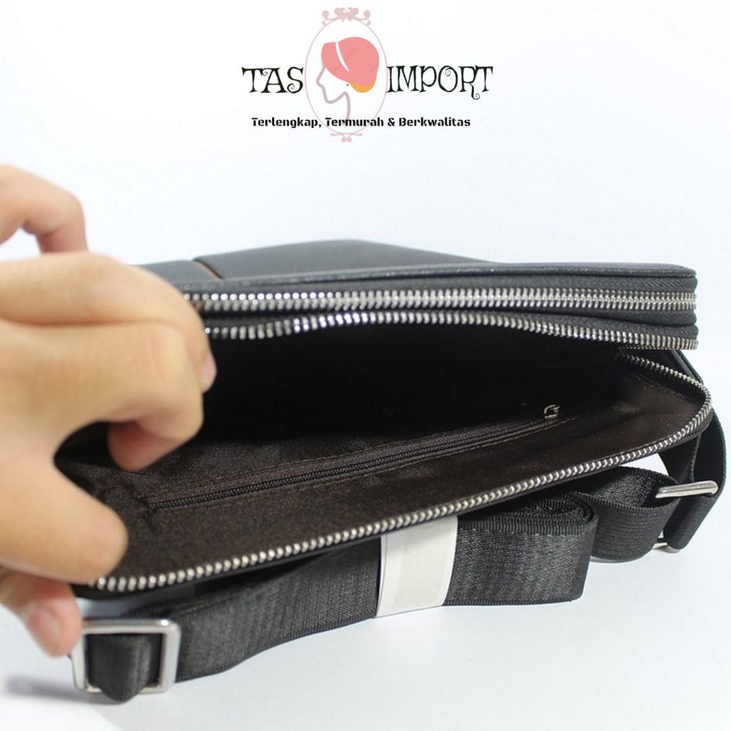 Termurah TAS SELEMPANG PRIA KANTOR CASUAL IMPORT BRANDED | AIGNER 651 BLACK