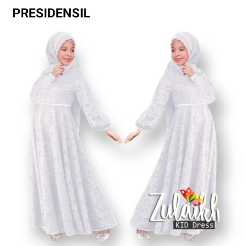 Gamis Anak Remaja Bahan Brukat PUTIH * BAJU Lebaran Warna Ungu Lilac Baju Wanita Muslim Murah jc max