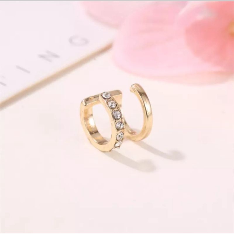 (CUCI GUDANG) Anting Jepit Wanita Anting Berlian Anting Klip Anting Gold Anting Silver