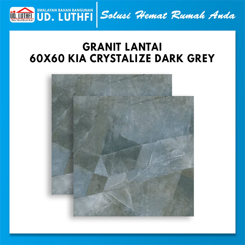 Granit Lantai Glazed Polished 60x60 KIA Crystalize Dark Grey