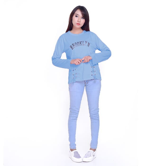 TRENDY  Pakaian atasan ibu wanita blouse set Baju Kaos Tshirt Tangan Panjang Wanita Model Terbaru