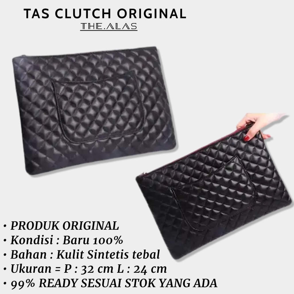 Tas Clutch Wanita Handbag Tas Tangan Tenteng Minimalis Polos Hitam