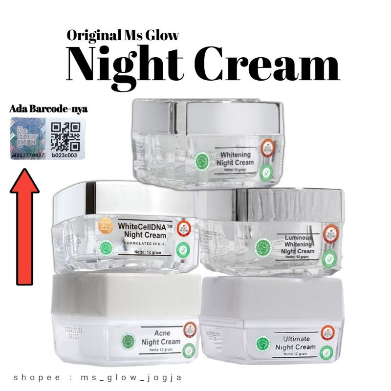 NIGHT CREAM MS GLOW ORIGINAL (SUDAH BER BARCODE)