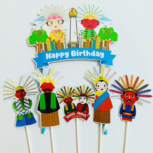 Jual Ondel Ondel Ku Topper Cake Birthday / Hiasan Kue Ulang Tahun