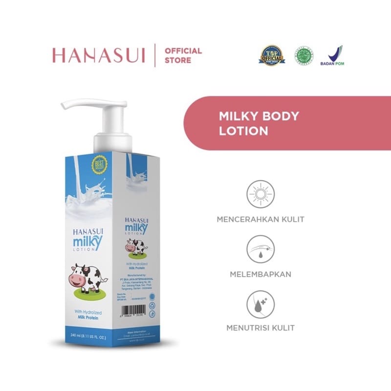 HANASUI BODY LOTION MILKY 240ML HAND PELEMBAB PERAWATAN TUBUH