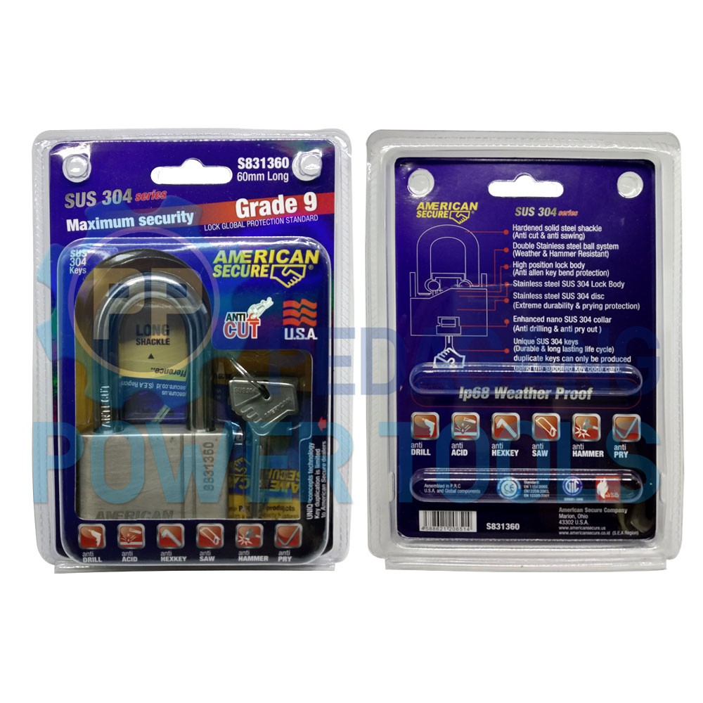 TERMURAH - GEMBOK 60 MM PANJANG AMERICAN SECURE ANTI MALING 60MM LONG