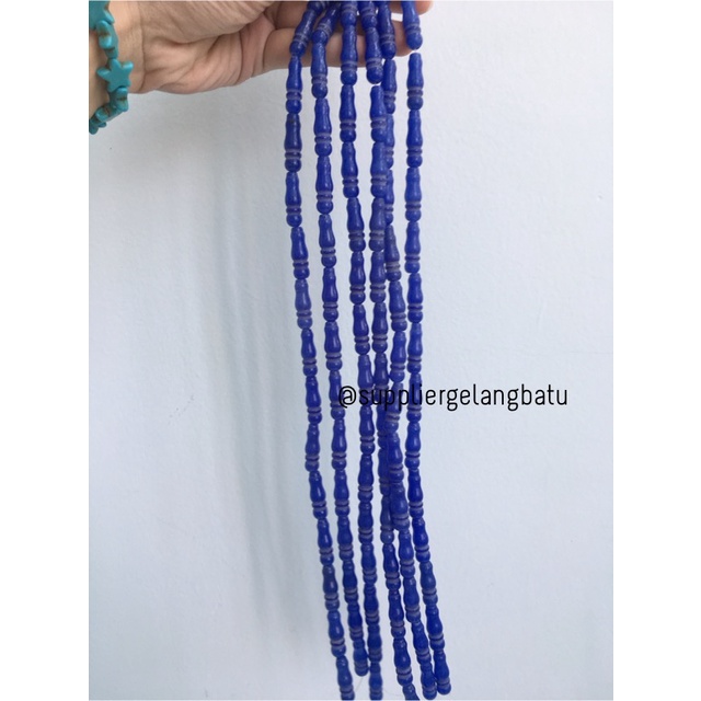 bahan ujung kepala tasbih BIRU aksesoris muslim tasbeh batu craft akik