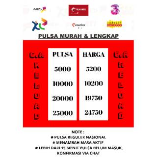 (HOT PROMO) PULSA REGULER ALL OPERATOR ( TELKOMSEL INDOSAT ...