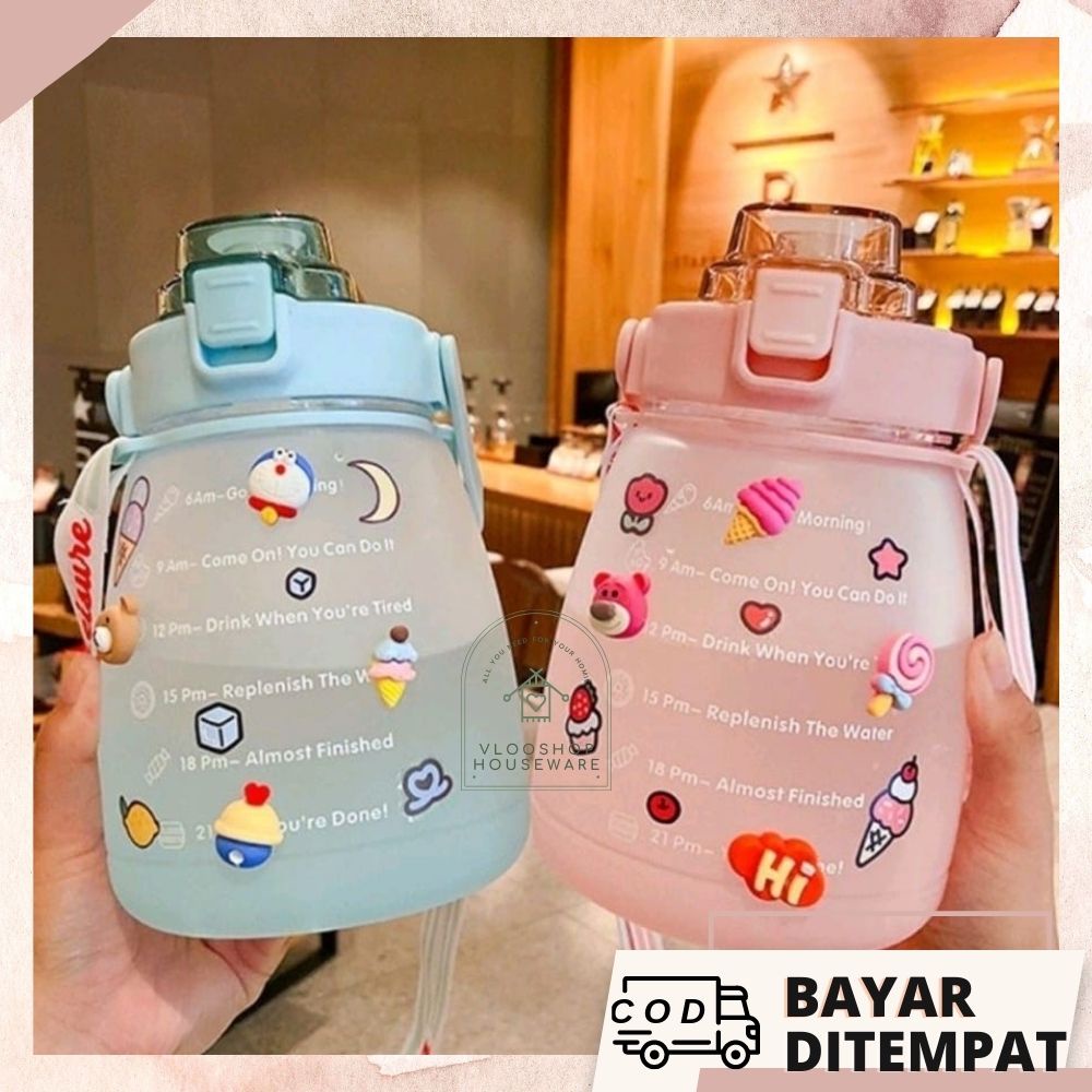 BOTOL MINUM KOREA VIRAL 1,3 L | BOTOL MINUM STIKER LUCU GEMOY | BOTOL MINUM UNYU | TEMPAT MINUM | TERMOS