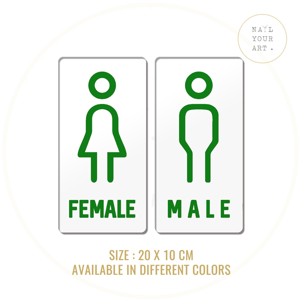 Sign Akrilik Toilet - MALE &amp; FEMALE SET - Pilihan Warna