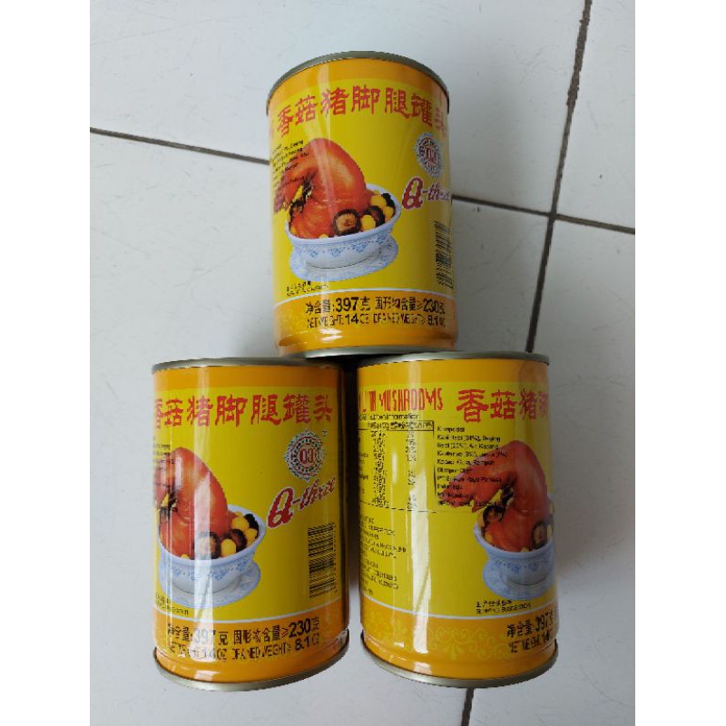 Q3 Pork Leg with Mushroom/ Q3 kaki babi kaleng non halal