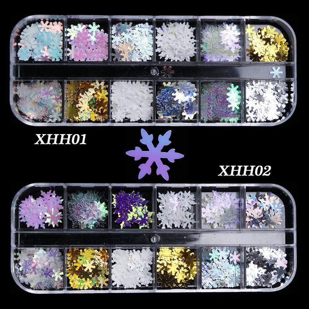 Chooky Stiker Sequin Glitter Bentuk Snowflake Warna Campur Untuk Dekorasi Nail Art DIY