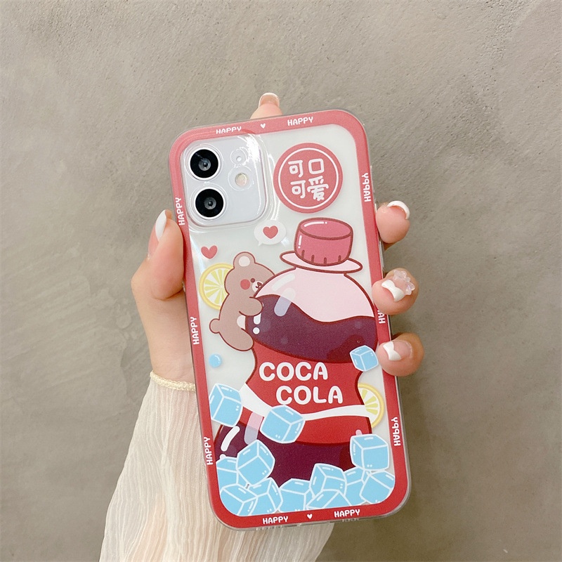 Soft Case Transparan Motif Cola Kartun Untuk Iphone 6 6s 7 8 PLUS XR XS 11 12 13 MINI PRO MAX SE 2020