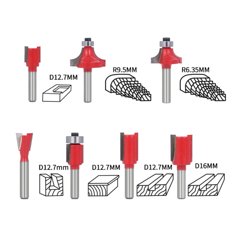 Zzz Set Router Bits Shank 1 / 4 &quot;Bahan Carbide Untuk Alat Pertukangan Bits