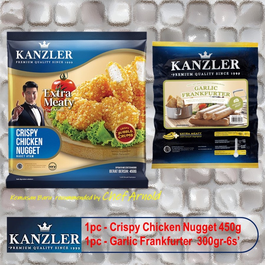 

PAKET KANZLER Nugget Crispy 450g dan 1 Garlic Frankfurter 300g