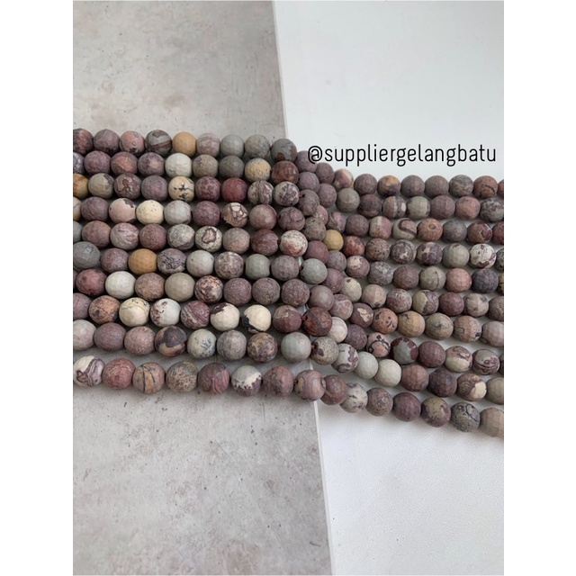 bahan ryolite jasper kokah CUTTING 10mm renceng COKLAT gelang kalung