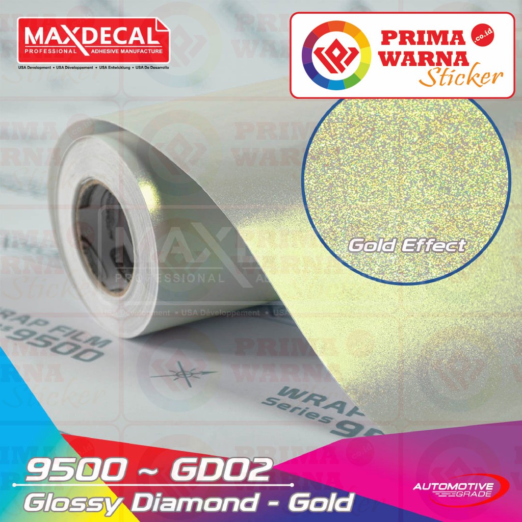 Maxdecal 9500 GD02 Glossy Diamond Gold, Wrap Series Sticker, Meteran Lebar 152cm
