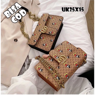 TAS SLEMPANG WANITA RANTAI GOLD - SLING BAG MICKEY MOUSE TERBARU