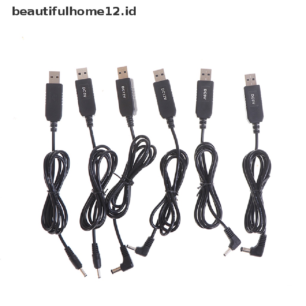 【beautifulhome12.id】 USB power boost line DC 5V to 9V 12V Step UP Adapter Cable 3.5*1.35mm 5.5*2.1mm .