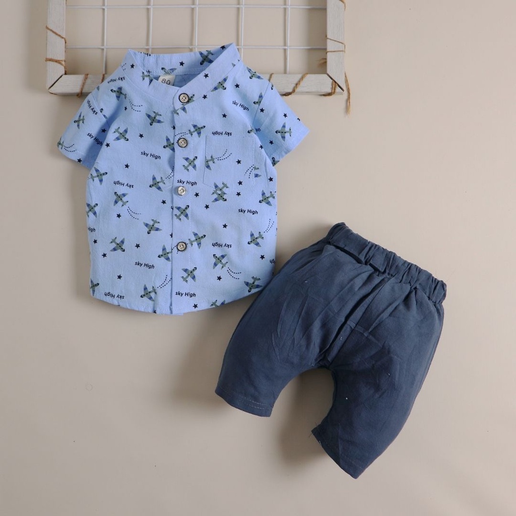 Nuna Store Baju Anak Laki Laki / Setelan Baju Kemeja Celana Anak Bayi Import Untuk Usia 6 Bulan -