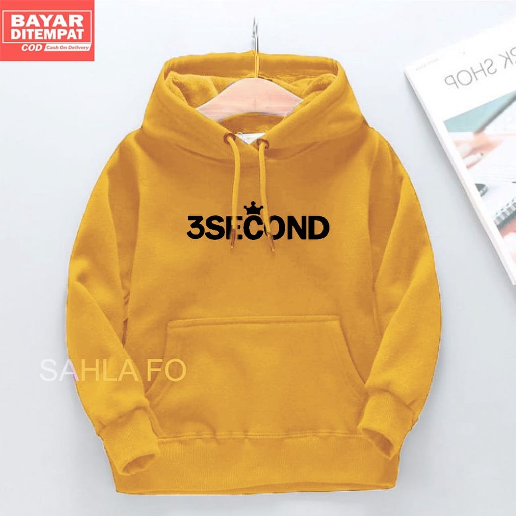 SWEATER HOODIE ANAK 3 SECOND / HOODIE KIDS BIRU MUDA SABLON THREESOND