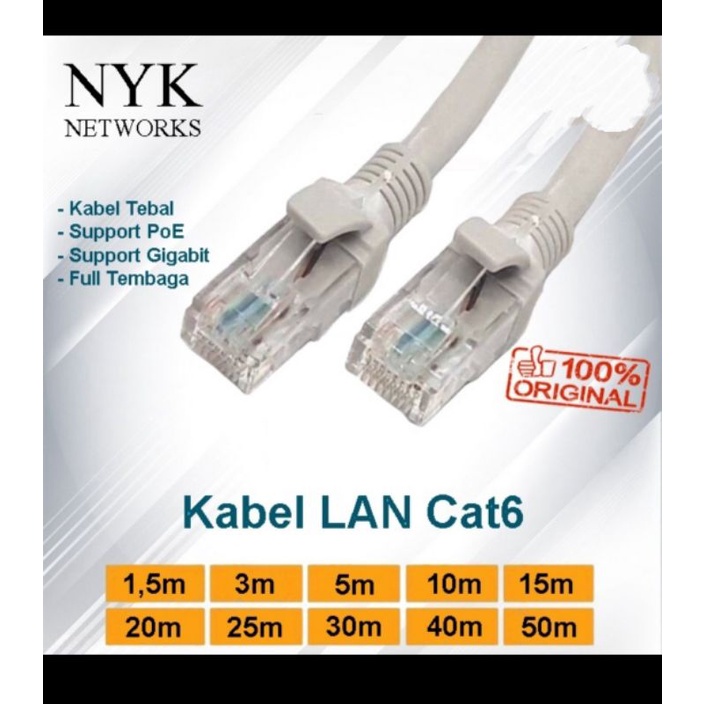 kabel lan 25 meter cat 6 nyk