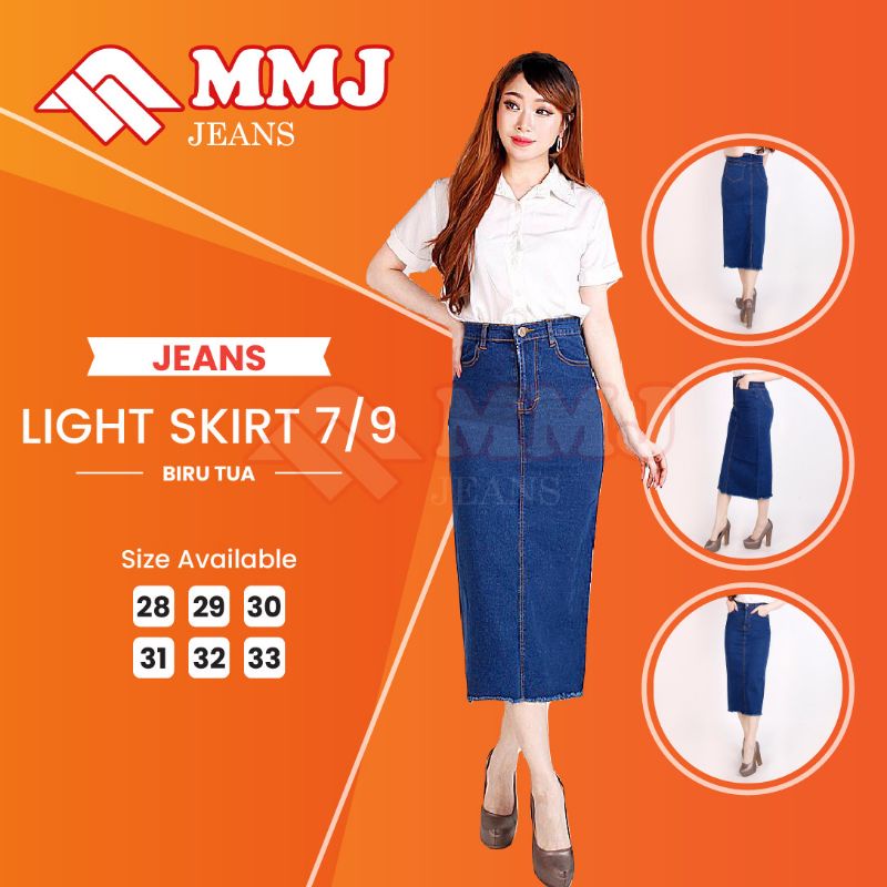 mmj jeans 090701 Cod Size 28 - 33 Rok Jeans Wanita 7/9 Light Skirt Rok Stretch Melar-2