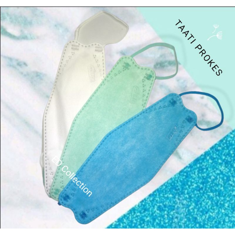 ECOS - Masker KF94 Kemenkes Emboss Chasa 4ply Putih Biru Muda Hijau Tosca Tali Senada Ecer