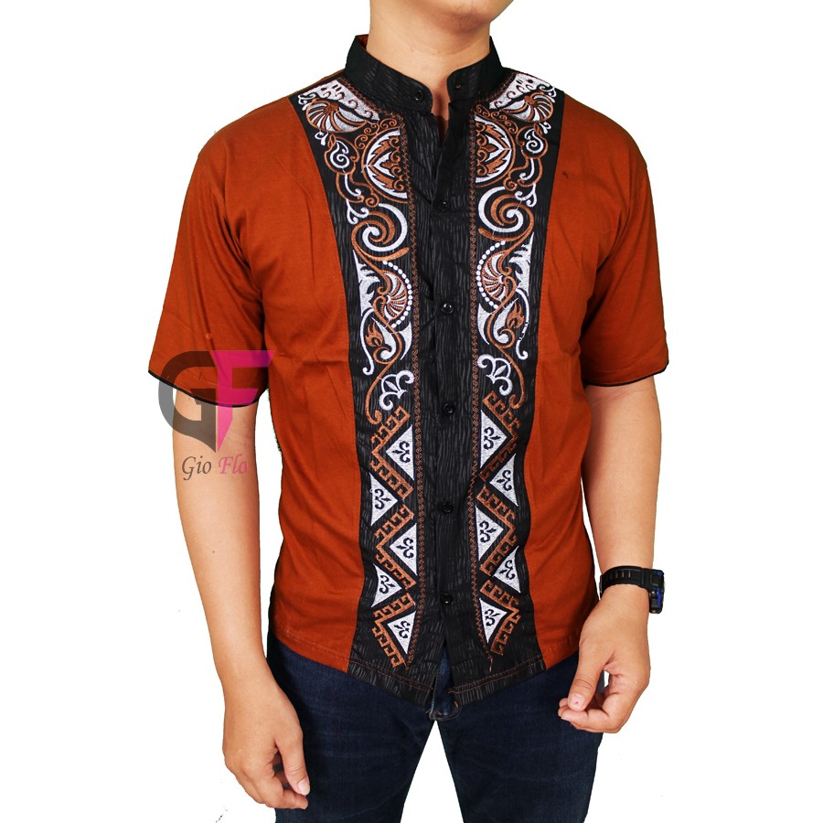 GIOFLO Baju Etnik Nusantara Baju Koko Eksklusif Brown / KKS 59