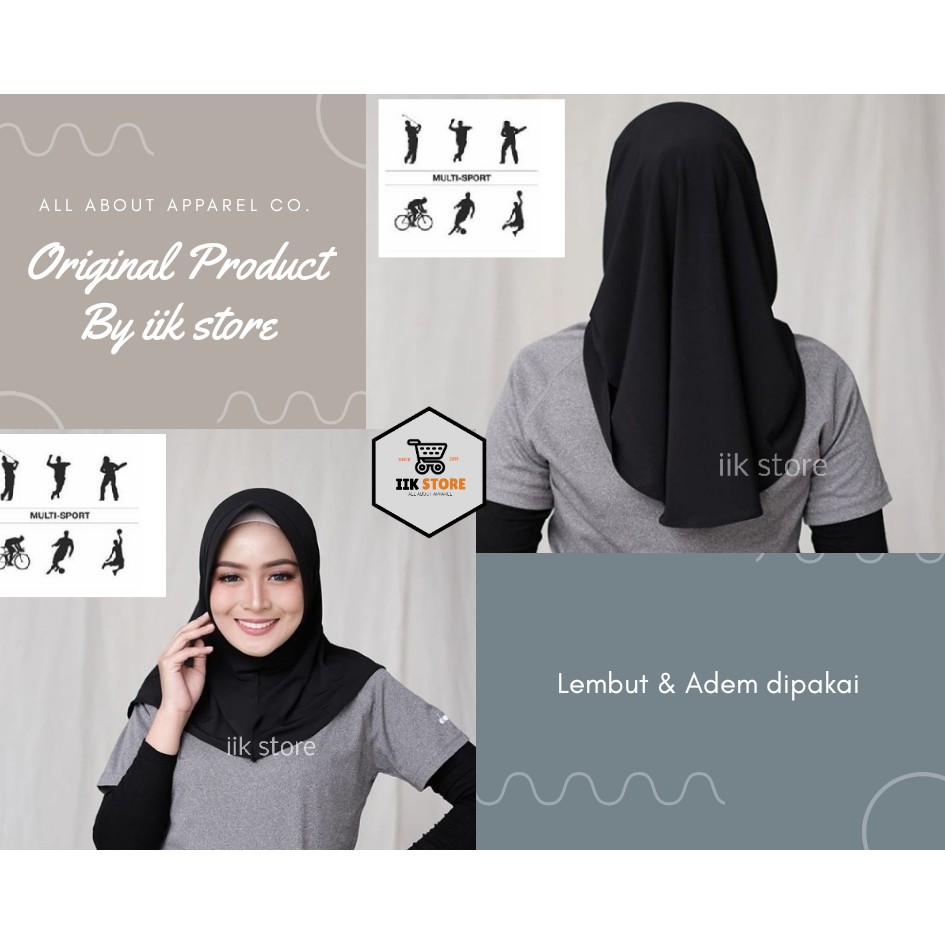Hijab Jilbab Olahraga - Hijab Sport Instan Jersey  Premium / Kerudung Olahraga / Kerudung Volly-2