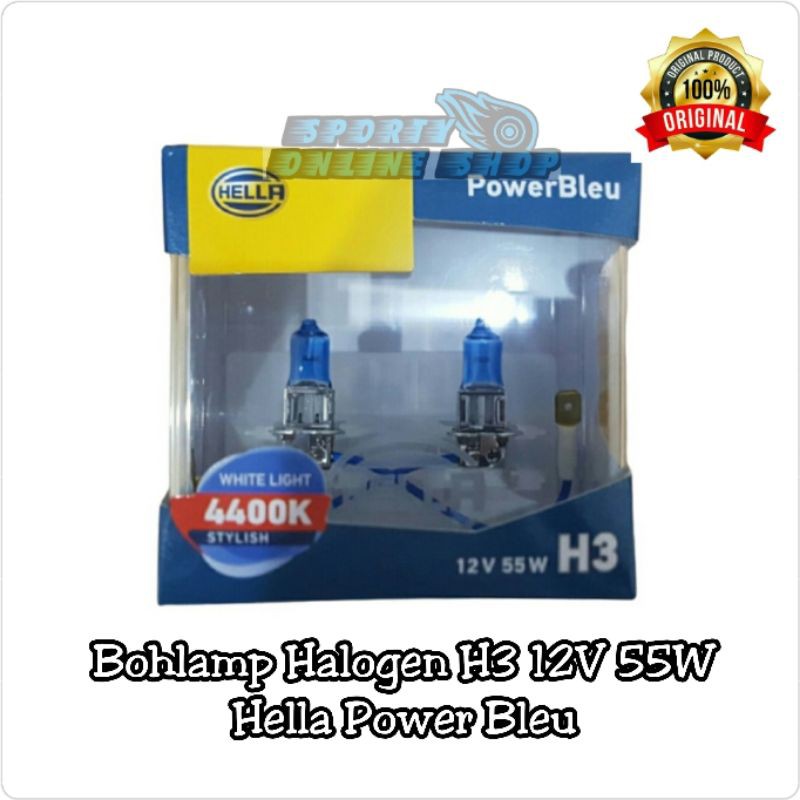 Bohlamp Halogen H3 12V 55W 4400K Hella Power Bleu Original