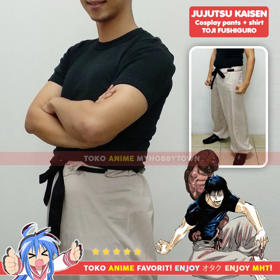 Kostum Cosplay Set Kaos Celana Fushiguro Toji Jujutsu Kaisen