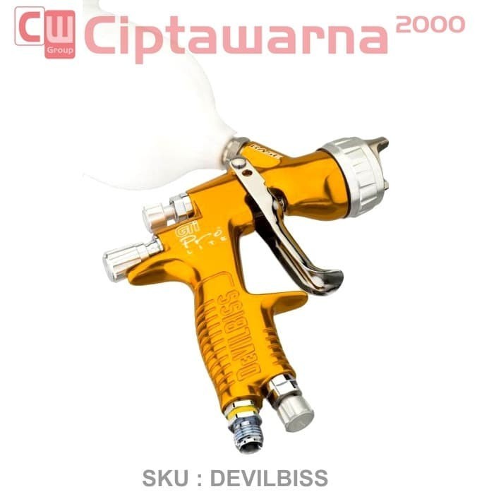 ORIGINAL DEVILBISS GTi Pro LITE TE20 1.3-1.4mm Gold Spray Gun + COLAD