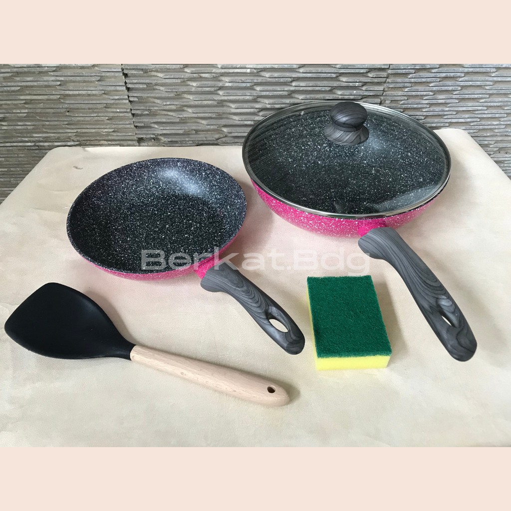 BOLDE Super Pan Panci Set BLACKPINK lapis Granite Coating 5pcs