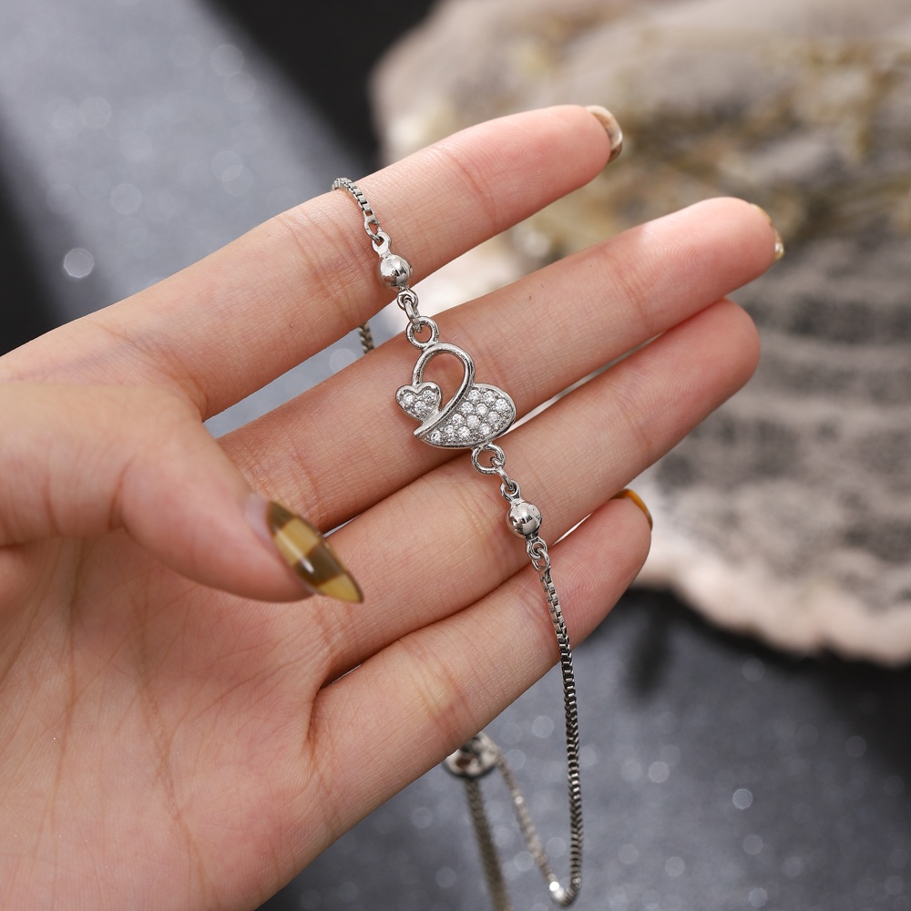 ✅COD Gelang Wanita Korea Silver Forever LOVE Gelang Hari Valentine Hadiah Ulang Tahun untuk Pacar Fashion Gelang Perhiasan Perak D317
