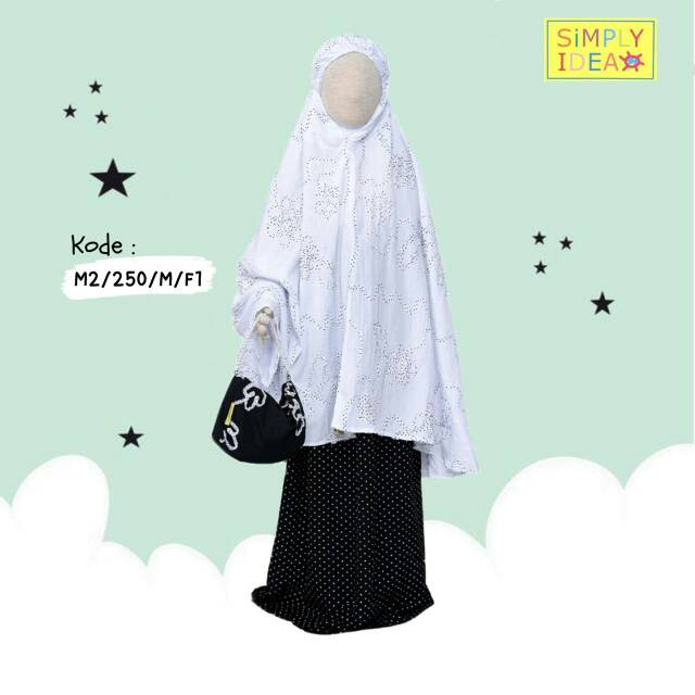 MUKENA ANAK POLKADOT HITAM PUTIH