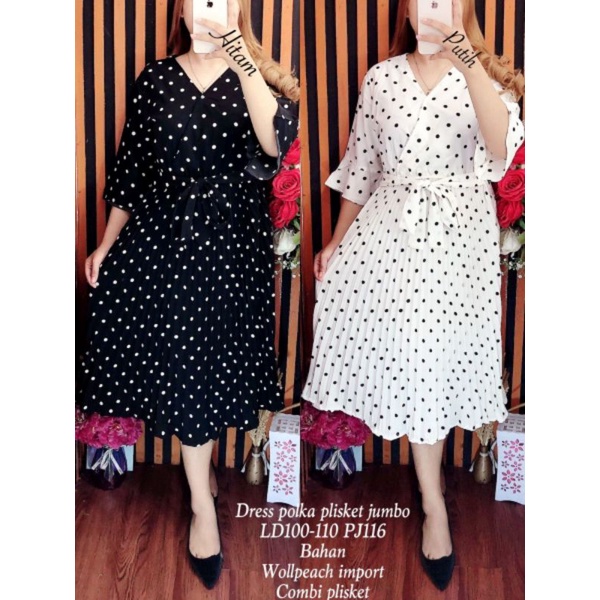 Dress Plisket 9101 Polka /ld 100-110