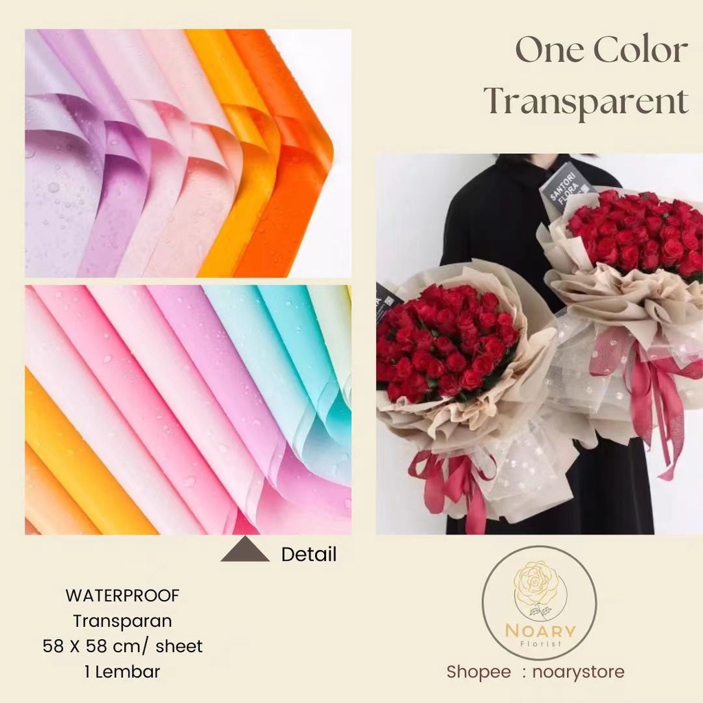 One Color Transparent Kertas Bunga Wrapping Cellophane Paperwrap Buket Bunga Bungkusan Bunga / Flower Wrapping / Cellophane / Wrap / Kertas Bunga / Kertas Kado / Flower Paper / Kertas Grosir / Kertas Import / Kertas Cellophane / Florist / Buket Bunga / Fl