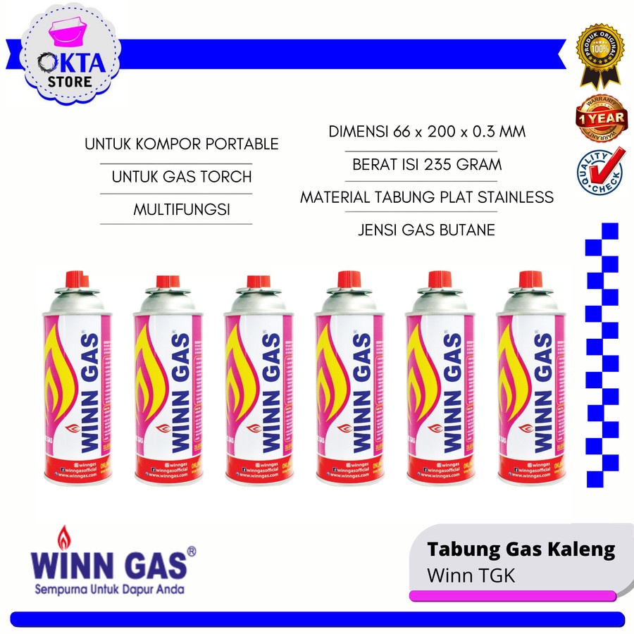 Winn Gas Tabung Gas Kaleng Kecil Butane 235 gr Bukan Isi Ulang