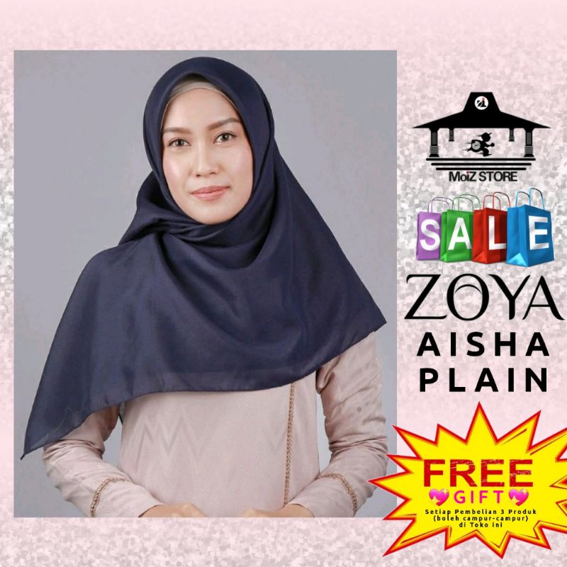 Zoya Jilbab Segi Empat Polos Aisha Plain Scarf Zoya