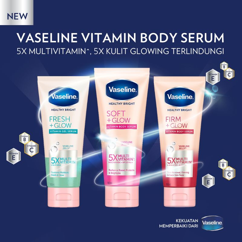 Vaseline Healthy Bright Hand Body Lotion Vitamin Serum Soft + Glow | Firm Glow | Fresh Glow 180ml