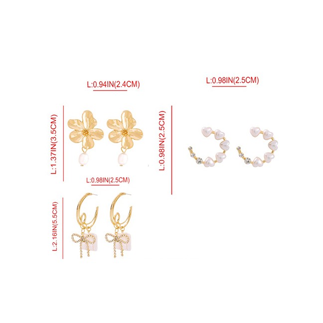 LRC Anting Tusuk Fashion Gold Alloy Bow Earrings F72659