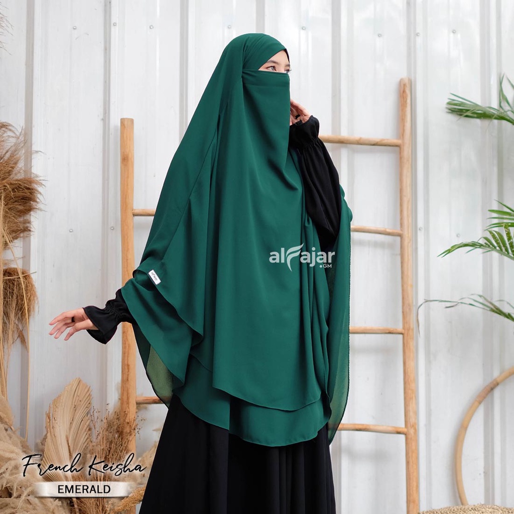 Jilbab Khimar French Jumbo Syar'i Keisha by Alfajar-Emerald