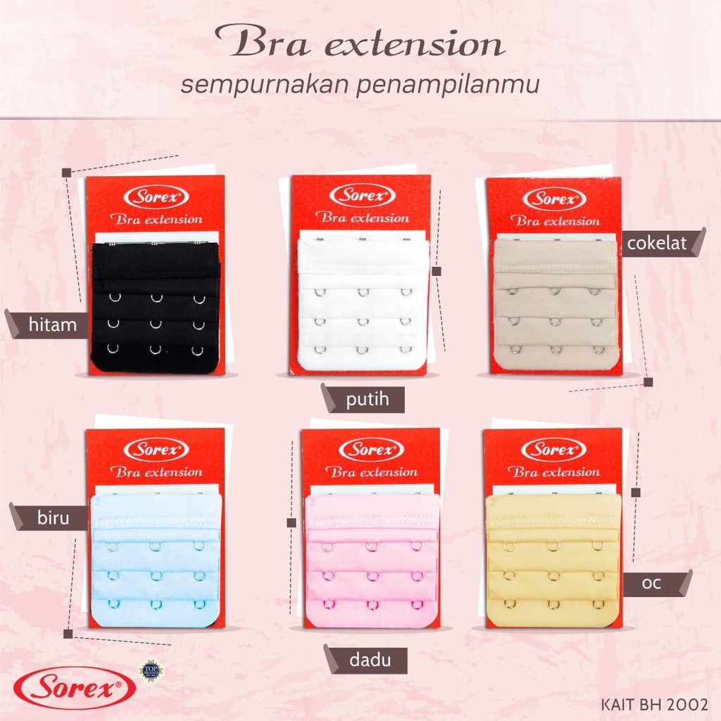 BRA EXTENTION EXTENDER BRA PENGAIT TALI TAMBAHAN PERPANJANGAN KAIT BH 2 2001, KAIT BH 3 2002 SOREX